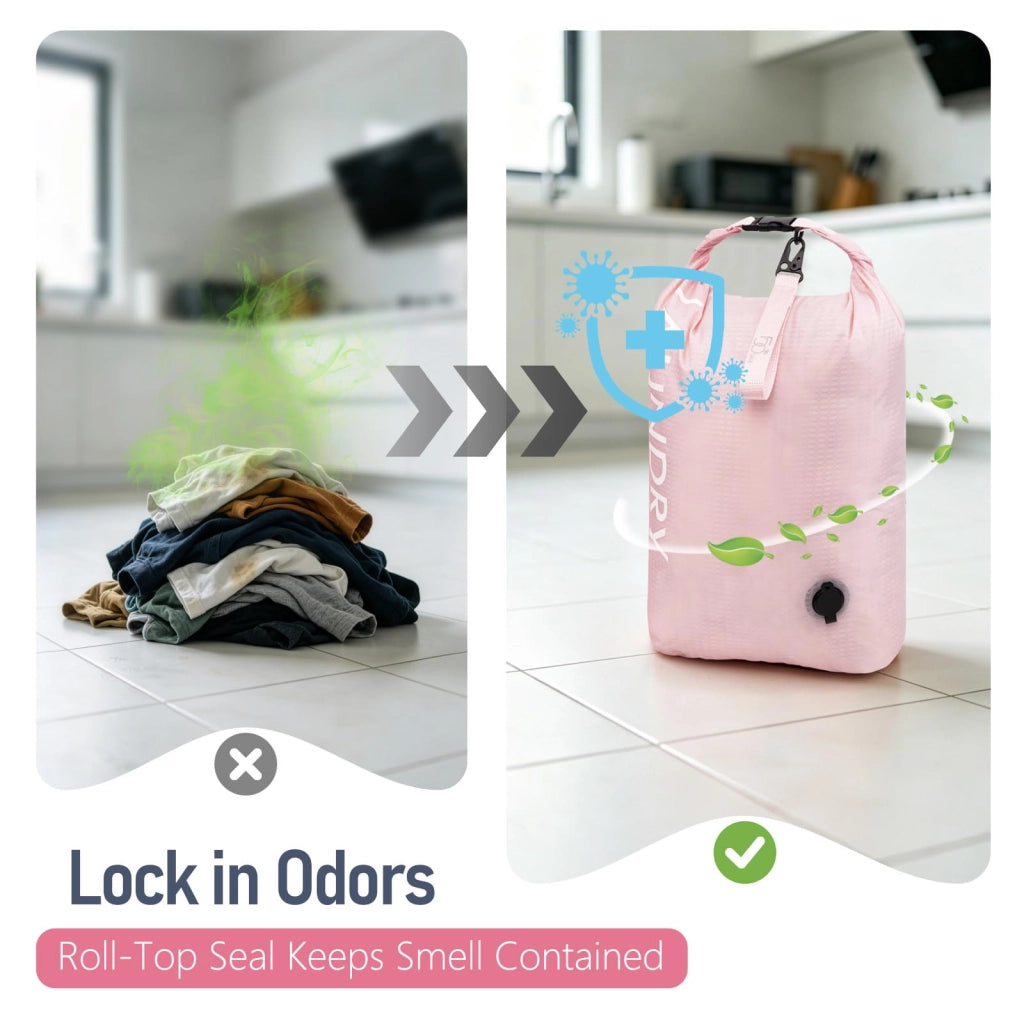 Confezione da 2 sacchetti da viaggio impermeabili, comprimibili, colore blu navy/rosa