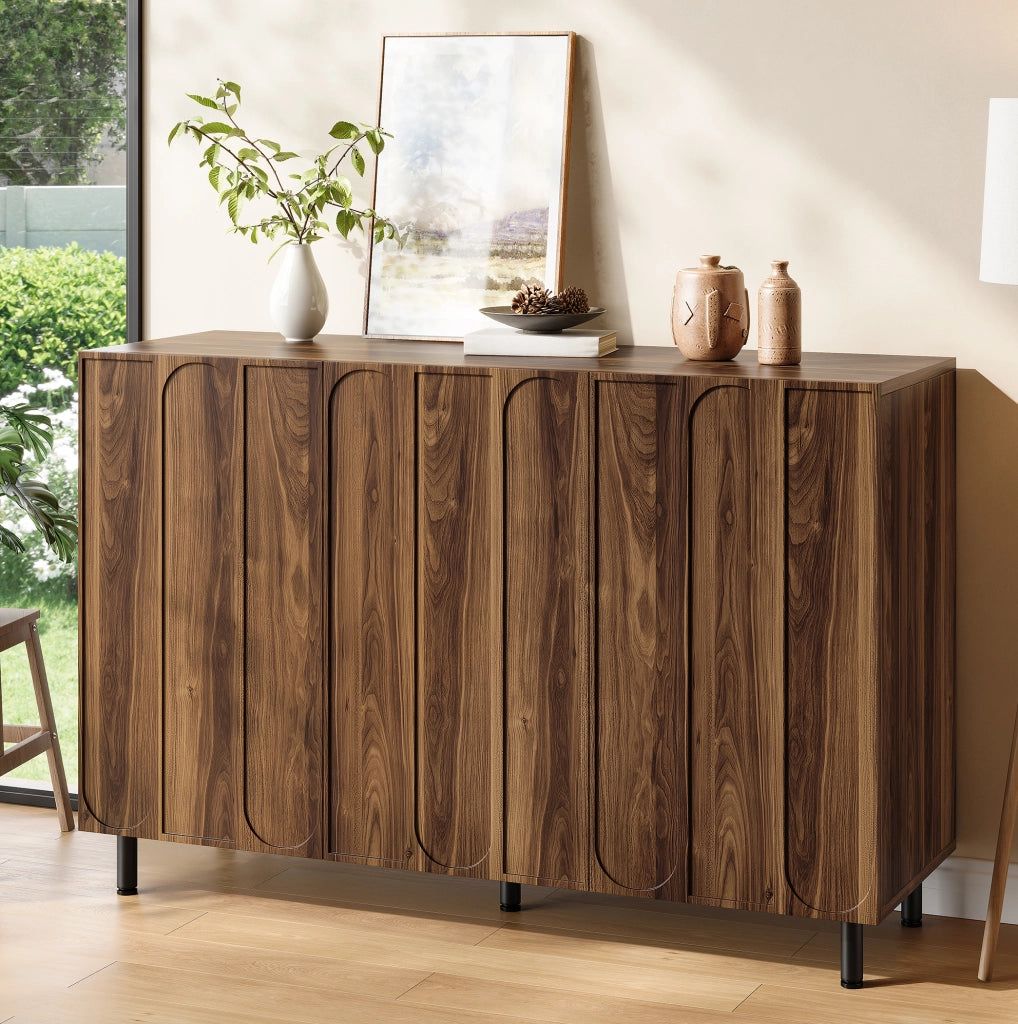 Credenza e scarpiera color noce a 3 ante con ripiani regolabili