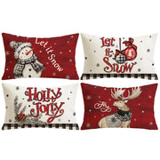 Set di 4 federe natalizie, 30x50 cm, in poliestere e cotone