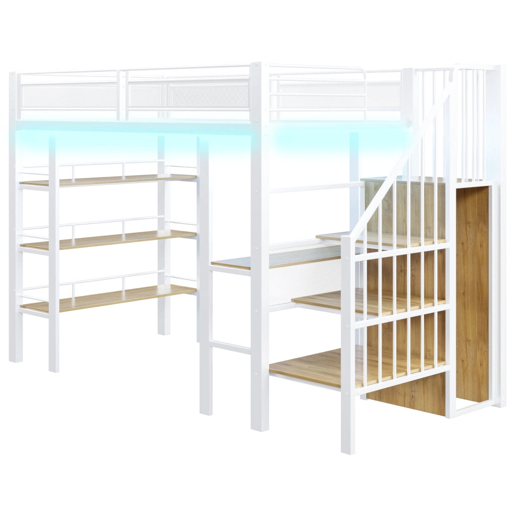 Letto a soppalco singolo 90x200 bianco con scrivania