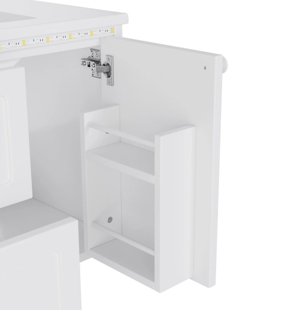 Mobile bagno sospeso bianco 76x46x51 cm con lavabo in ceramica integrato e illuminazione LED a sensore radar