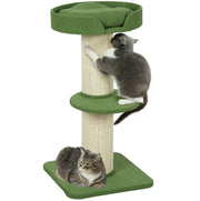 Tiragraffi ad albero per gatti 91 cm verde in sisal con cuccia e piattaforme