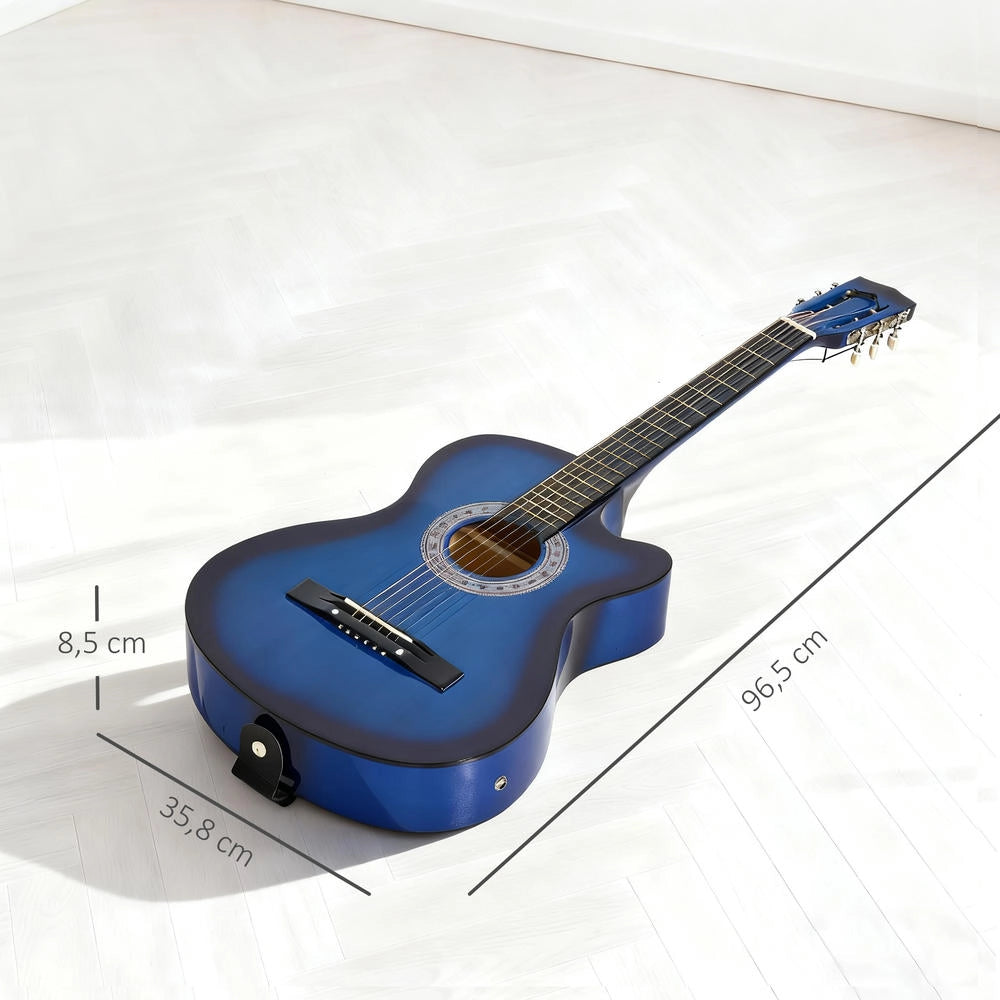 Kit chitarra elettrica con accessori borsa tracolla corde plettri e cavo 96,5x35,8x8,5cm blu e nero per principianti