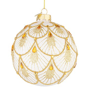 Sfera decorativa Stardust in vetro bianco e oro Ø10 cm