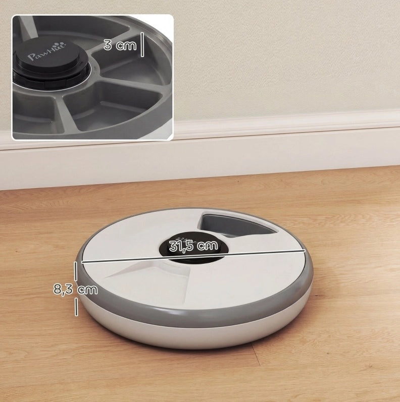 Distributore automatico di cibo per gatti 31,5 x 31,5 x 8,3 cm grigio LED