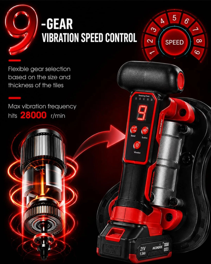 Vibratore per piastrelle a batteria 2-in-1, rosso/nero, 1 pezzo
