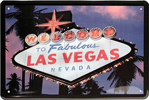 Targa metallica "Benvenuti a Las Vegas, USA", rettangolare, dimensioni 20x30 cm