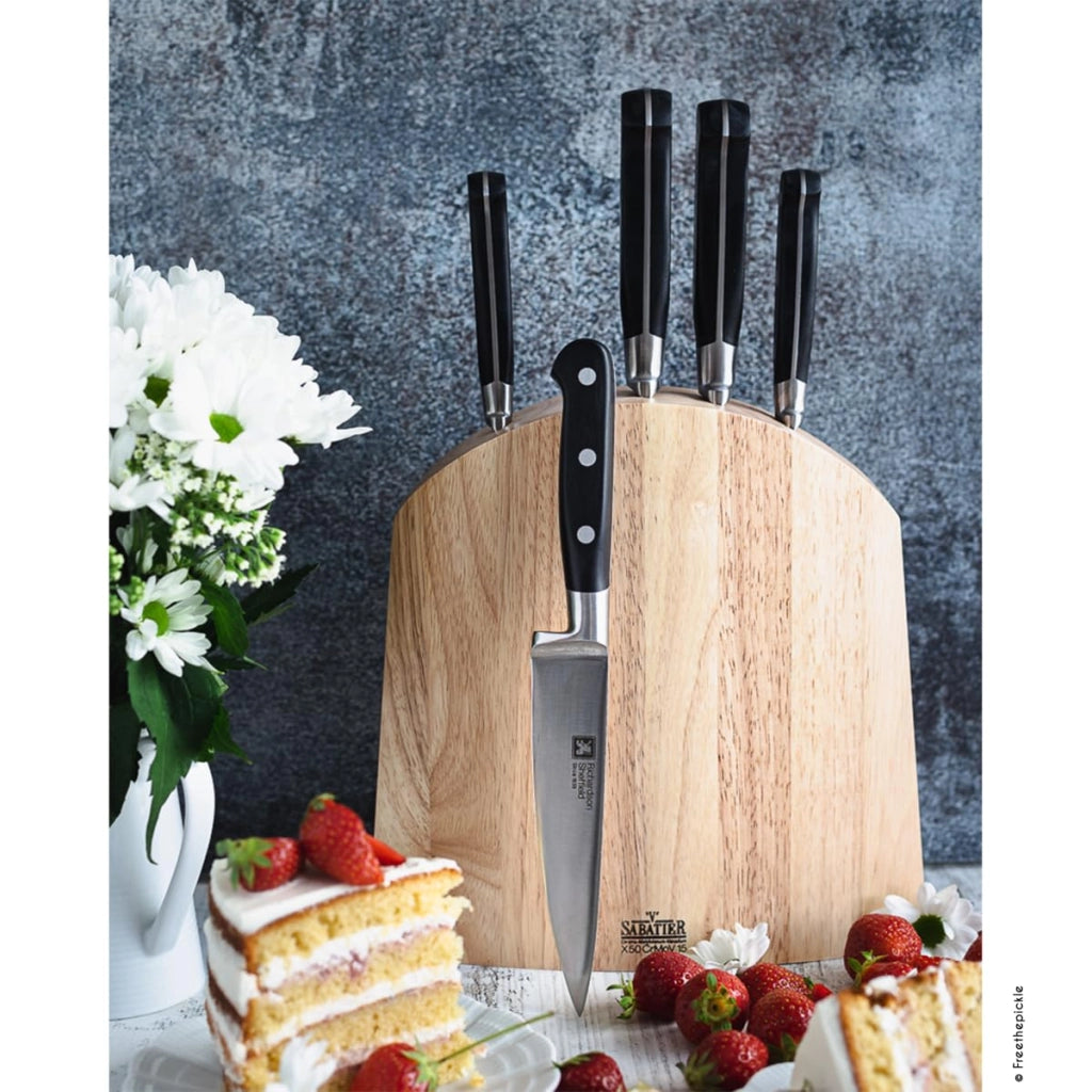 Set di coltelli da cucina in blocco, composto da 5 pezzi: coltello universale, coltello da chef, coltello da pane, coltello per affettare