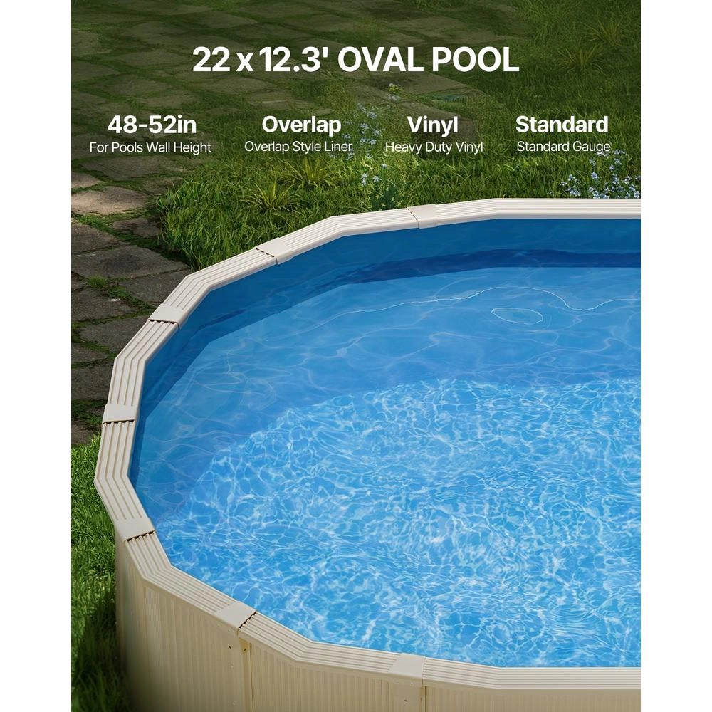 Rivestimento per Piscina Fuori Terra Ovale 22x12,3 Piedi, Liner in Vinile Stile Unibead Altezza 52 Pollici, Robusto e Durevole per Giardino