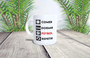 Tazza da caffè "Mangiare, dormire, calcio, ripetere" in Vetroceramica, capacità 350 ml