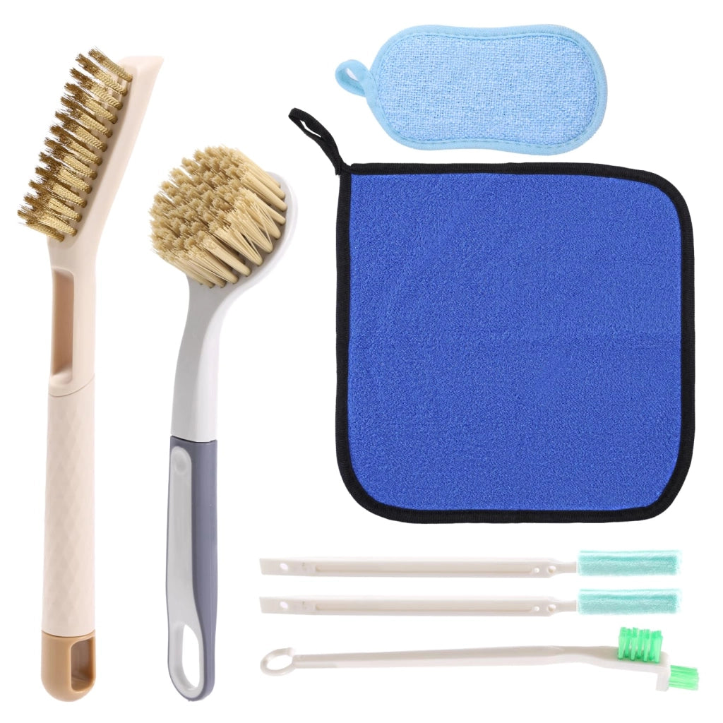 Kit per la pulizia della friggitrice ad aria, composto da 7 pezzi, con spazzole, spugna e panno