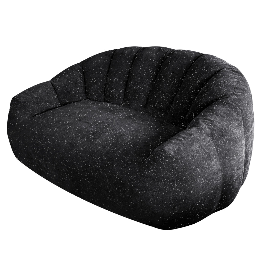 Divano pouf 140x98x61 cm in tessuto nero con braccioli per salotto e camera