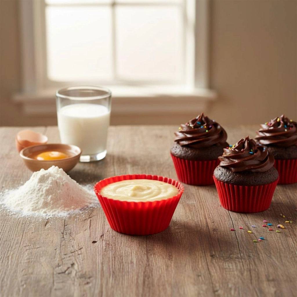 Stampi in silicone per cupcake, 6 pezzi, forma rotonda, diametro 6,5 cm