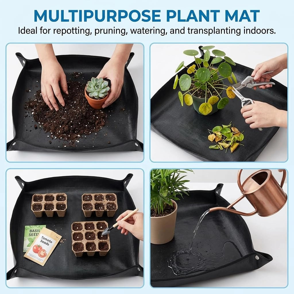 Tappeto in materiale plastico, dimensioni 100x100 cm, impermeabile, colore nero, ideale per il giardinaggio