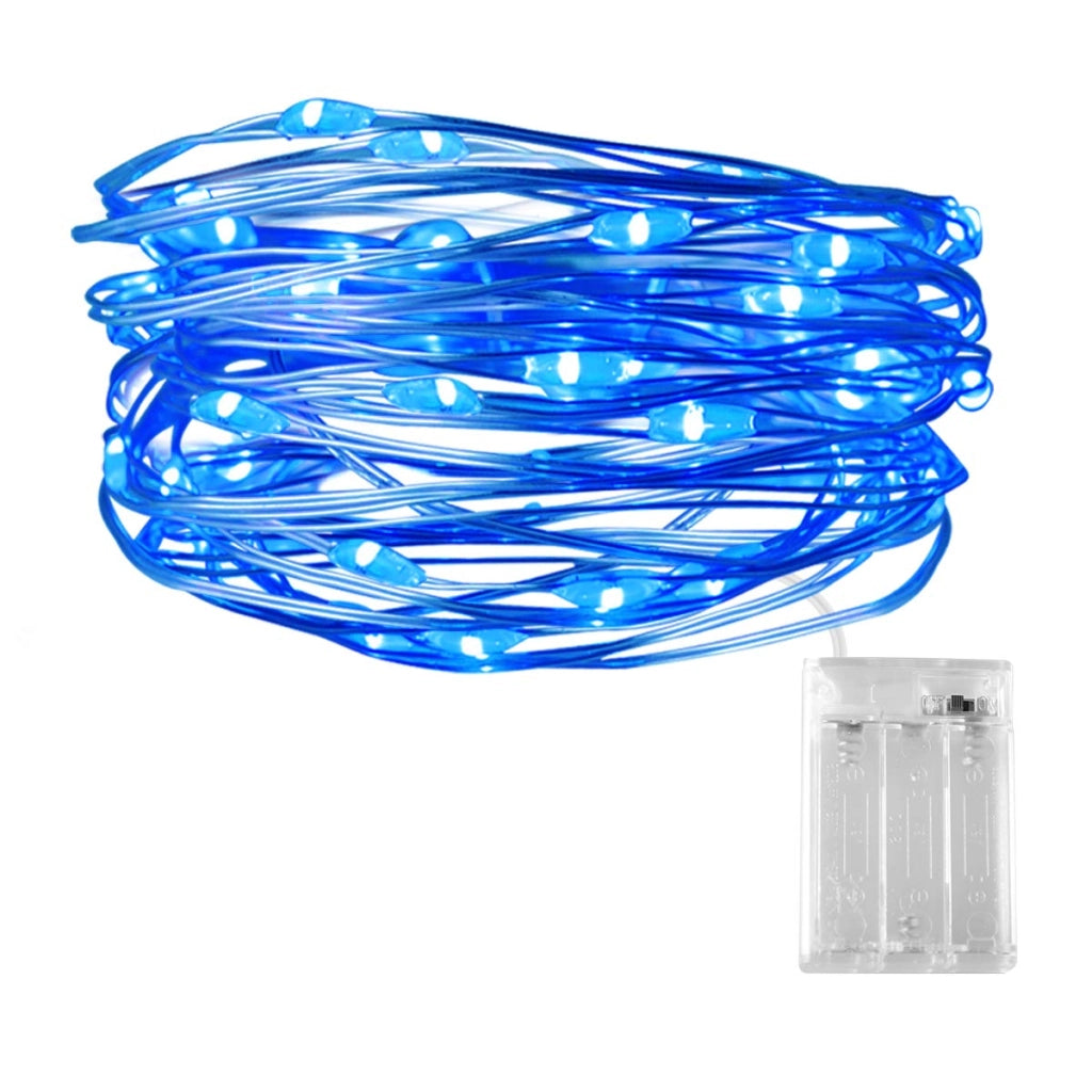 Catena luminosa da 3 metri, con 30 LED, alimentata a batteria, colore blu
