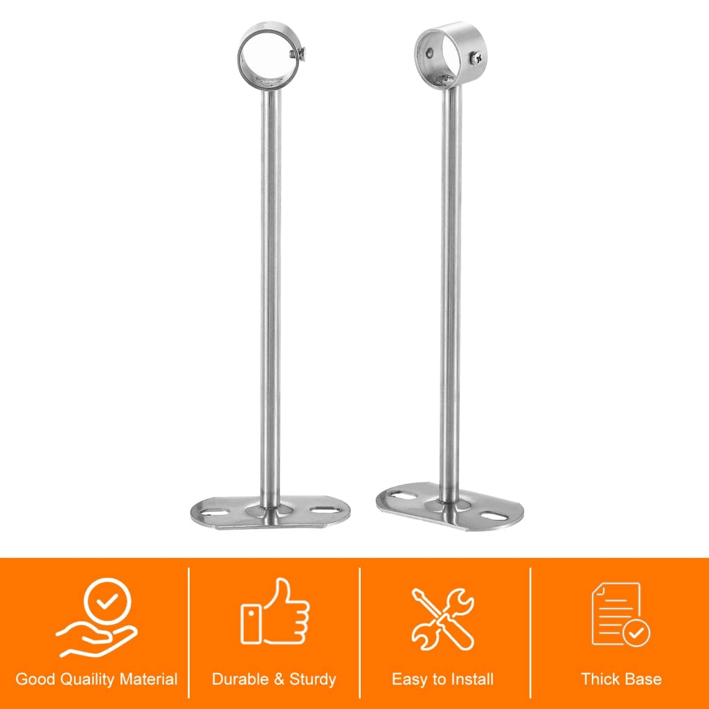 Supporti per aste appendiabiti, set da 4, 250 mm, lega di zinco, colore argento