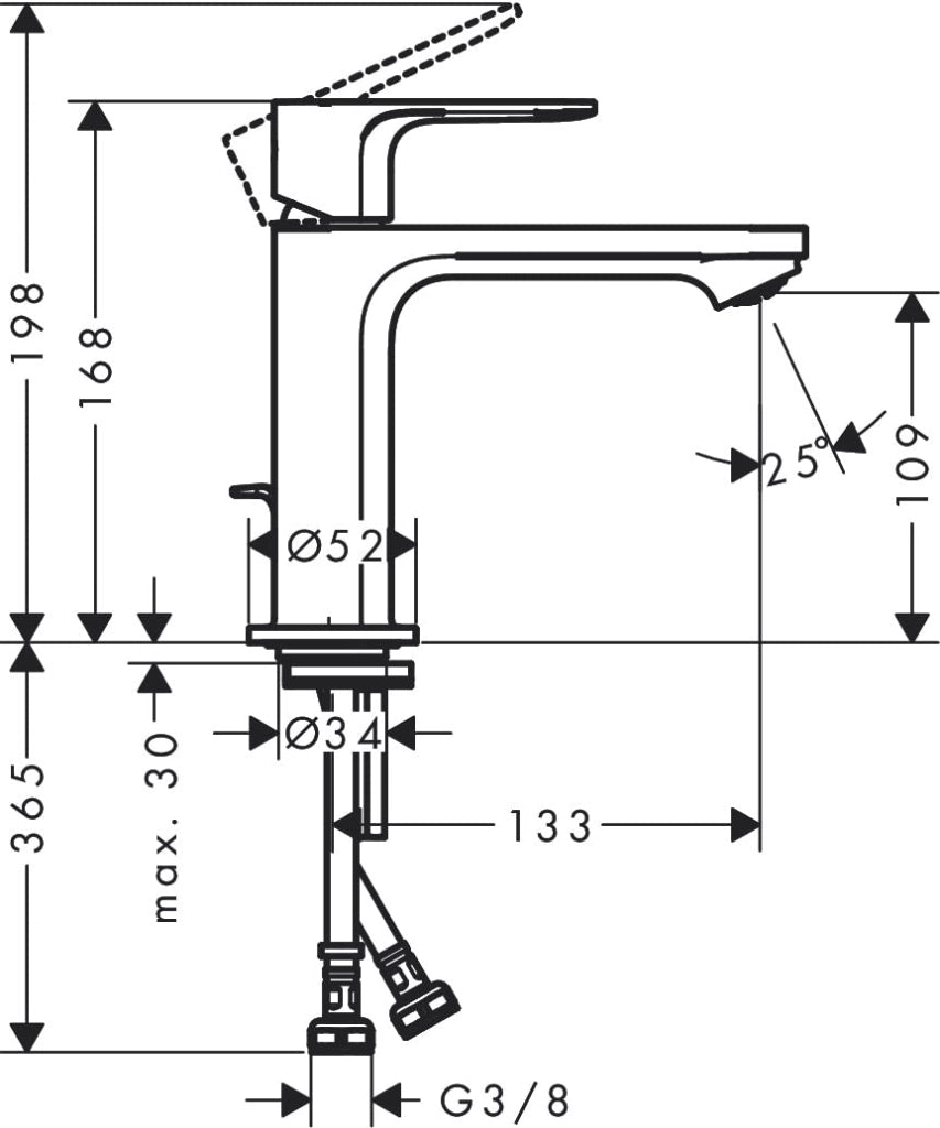 Miscelatore per lavabo Rebris E, altezza del beccuccio 109 mm, cromo
