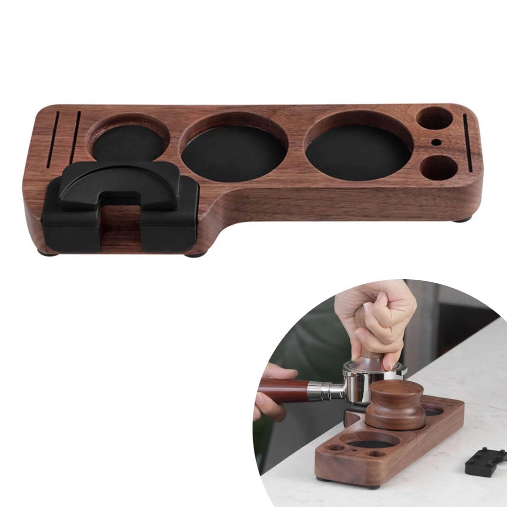 Base in legno per pressare il caffè, compatibile con accessori per espresso da 51-58 mm, adatta a diverse macchine