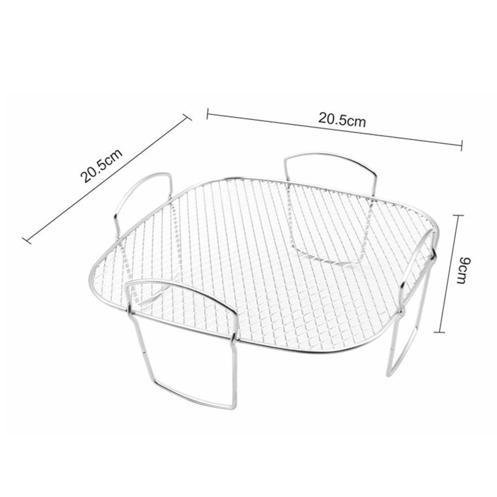 Griglia per friggitrice ad aria, in acciaio inossidabile, dimensioni 20,5x20,5x9 cm