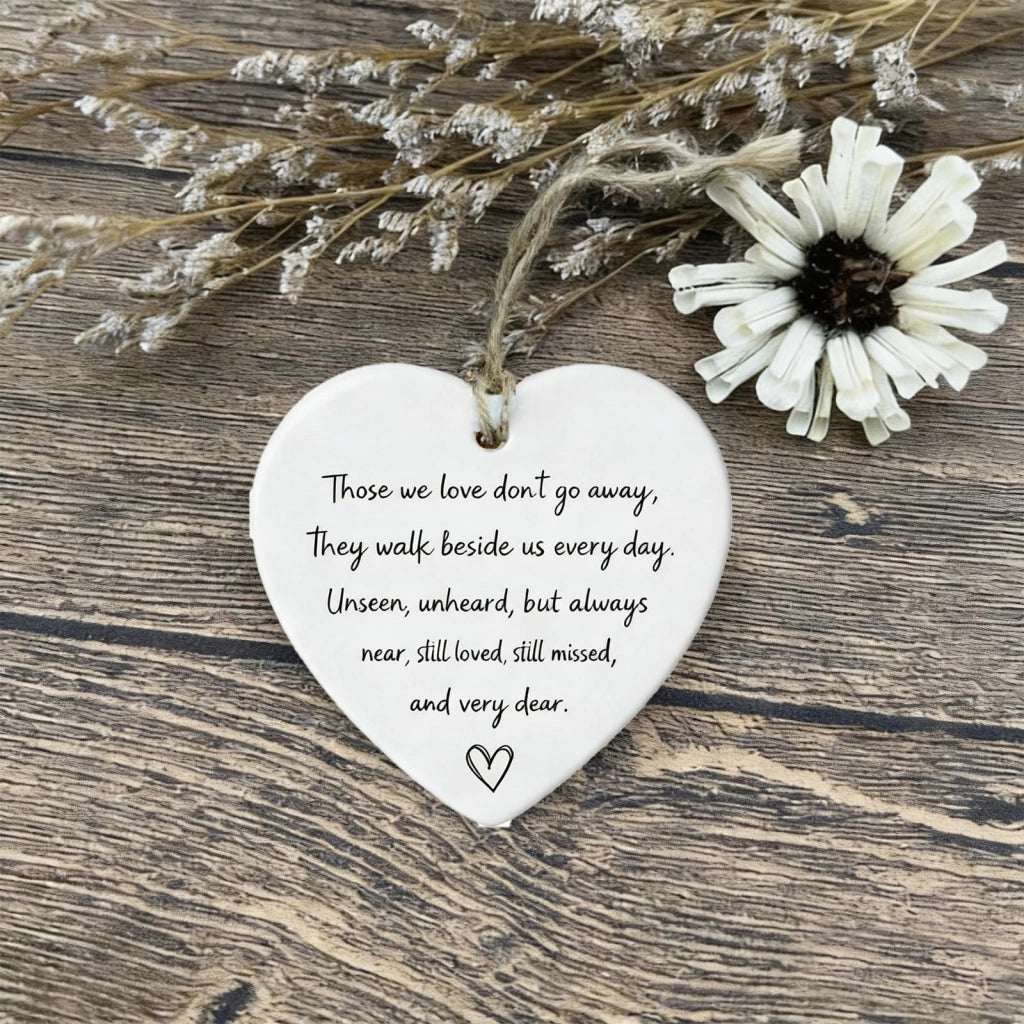 Cuore in acrilico, regalo di cordoglio con citazione – Regalo di condoglianze, dimensioni 6x5,5 cm