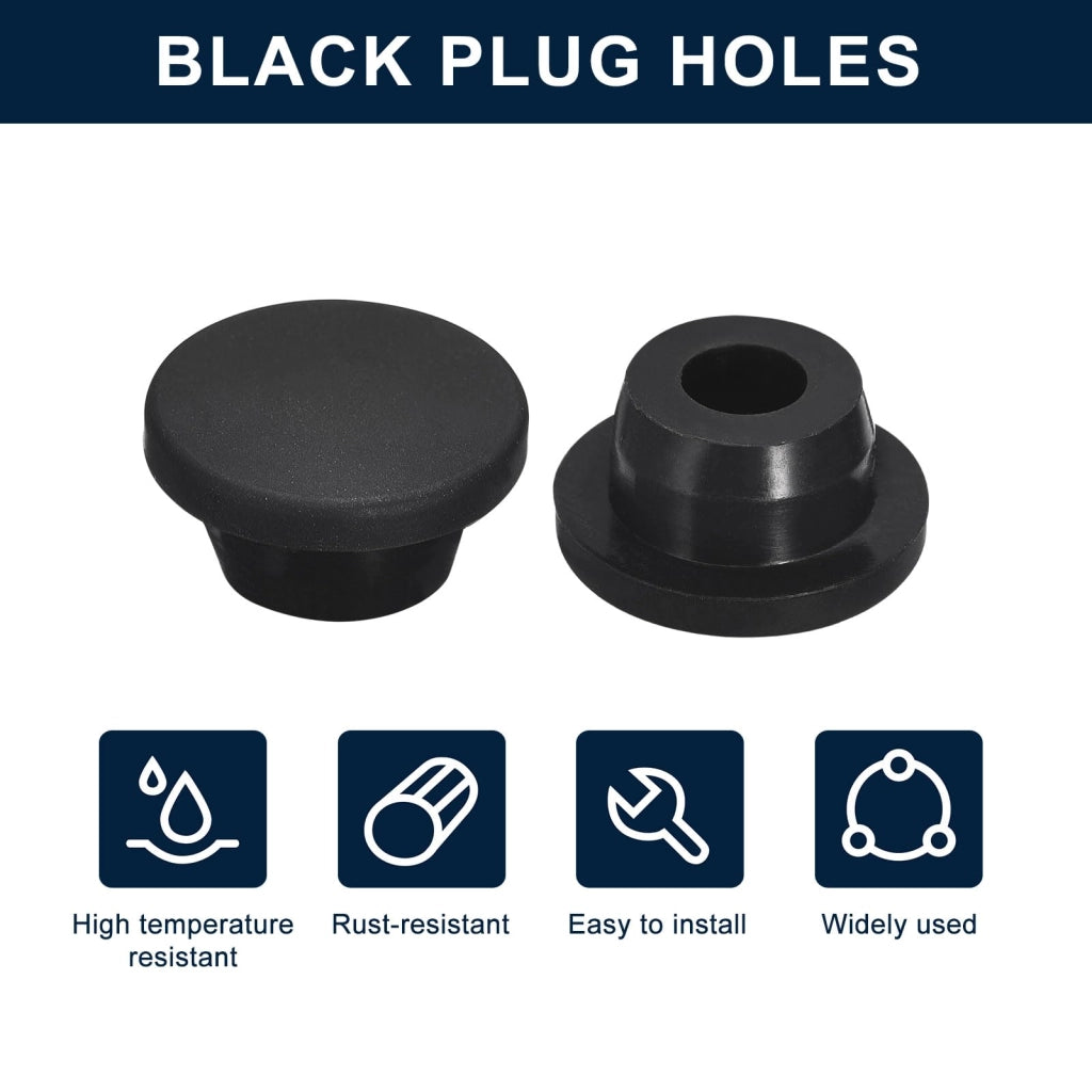 10 tappi in silicone nero per fori da 18 mm, con un diametro esterno di 27,5 mm