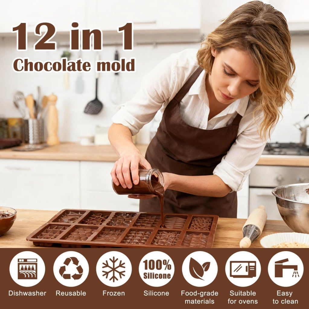 Stampo in silicone per cioccolato, confezione da 12 pezzi, privo di BPA, resistente al calore