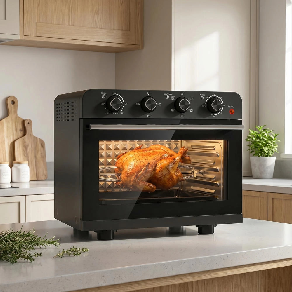 Mini fornetto elettrico ventilato e friggitrice ad aria 36 L con girarrosto 230 °C pratico e multifunzionale con teglia e griglia