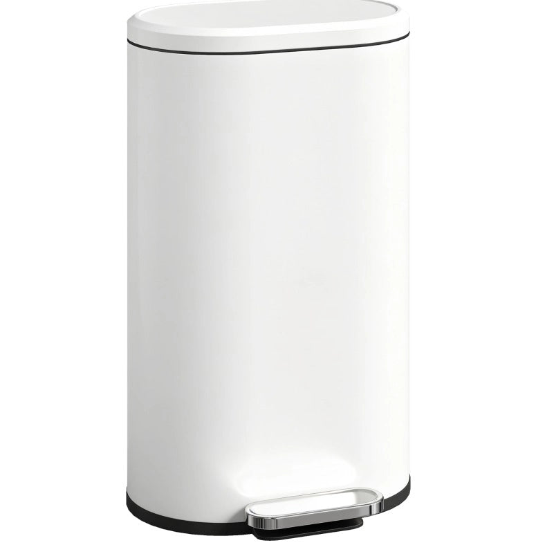 Pattumiera a pedale da 30 l in metallo bianco crema con chiusura ammortizzata