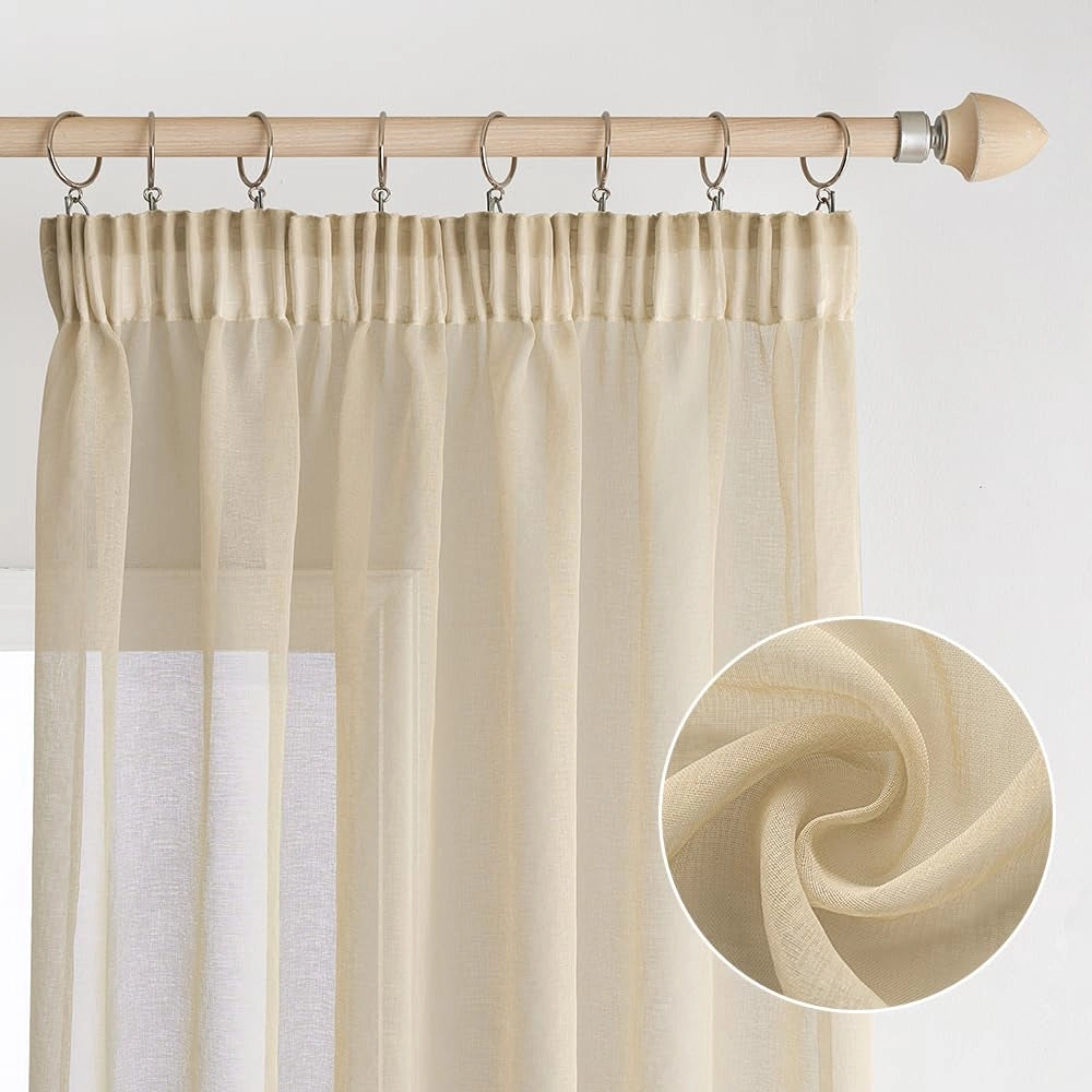 Set di 2 tende a velo, dimensioni 140x260 cm, trasparenti, color beige