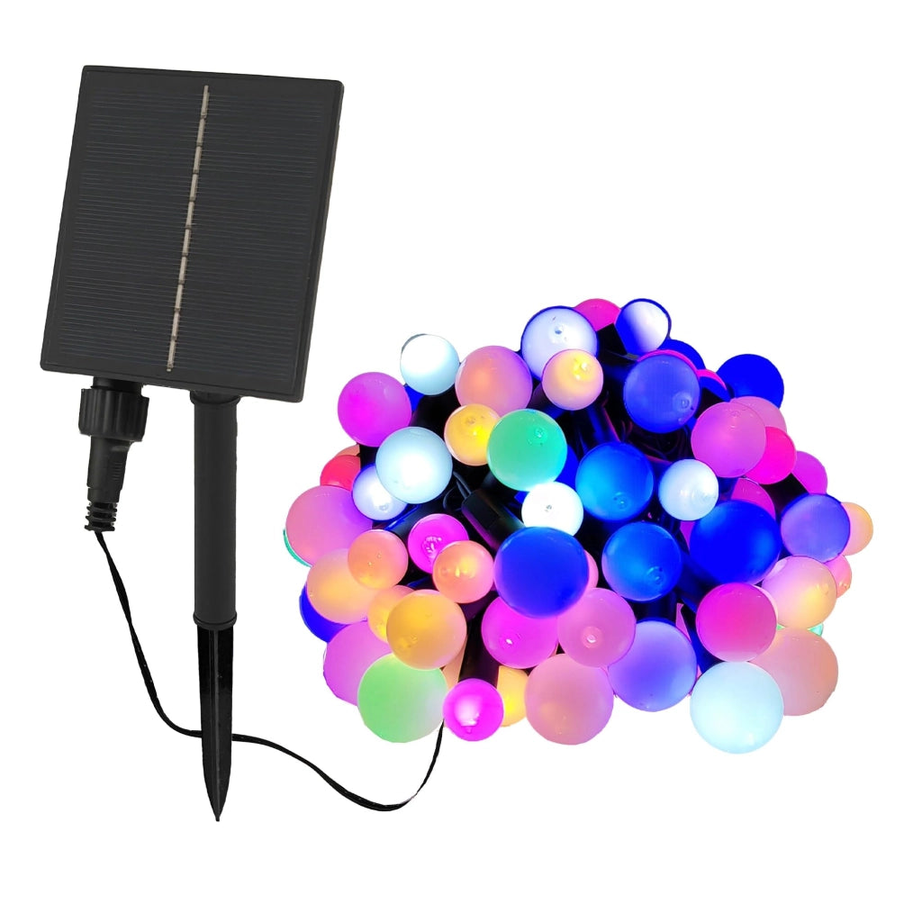 Catena luminosa RGB, alimentata a energia solare, a forma di sfera, multicolore, lunghezza 9,90 metri