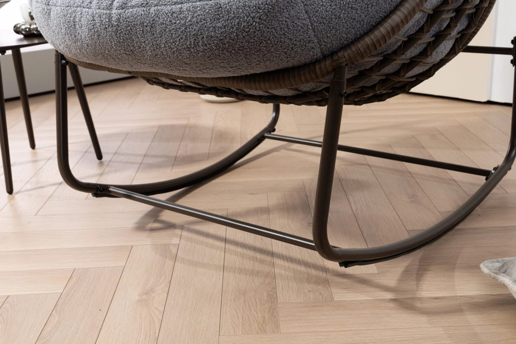 Sedia a dondolo in rattan sintetico grigio 78 × 106 × 90 cm