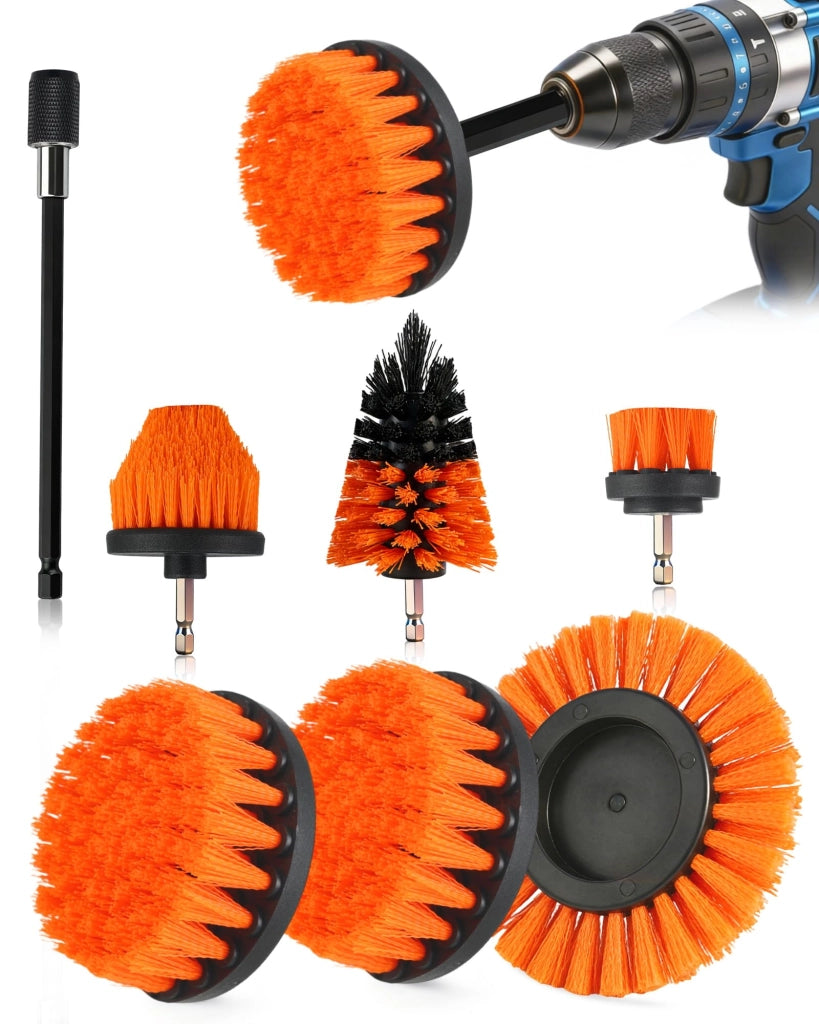 Set di spazzole per trapano, 7 pezzi, con prolunga da 15 cm, morbide e dure