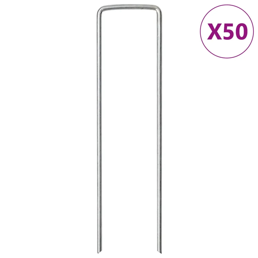 Picchetti da Terra a Forma di U 50 pz 15x3,5 cm Acciaio Zincato 4009360