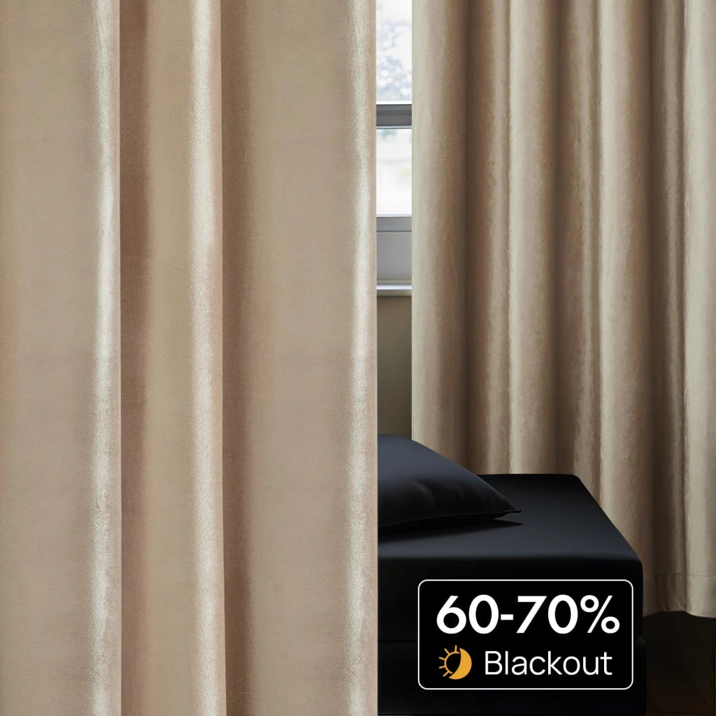 Tende oscuranti, set di 2, colore beige, dimensioni 132x213 cm