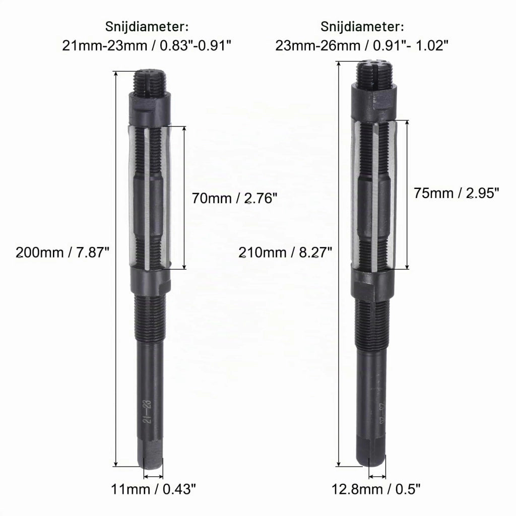 Set di 2 alesatori manuali regolabili, 21-23 mm e 23-26 mm, metrici
