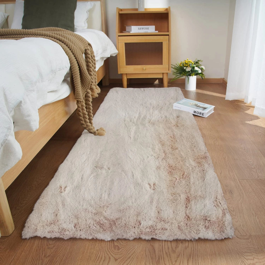 Tappeto in pelo alto, antiscivolo, lavabile, color beige, 60x180 cm