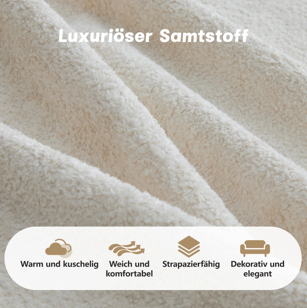 DIVANO angolare modulare 192x167x70 cm in velluto beige con pouf