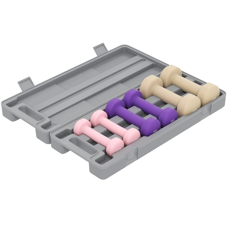 Set manubri 6 pezzi 43 x 18 x 7,5 cm in acciaio rosa con valigetta