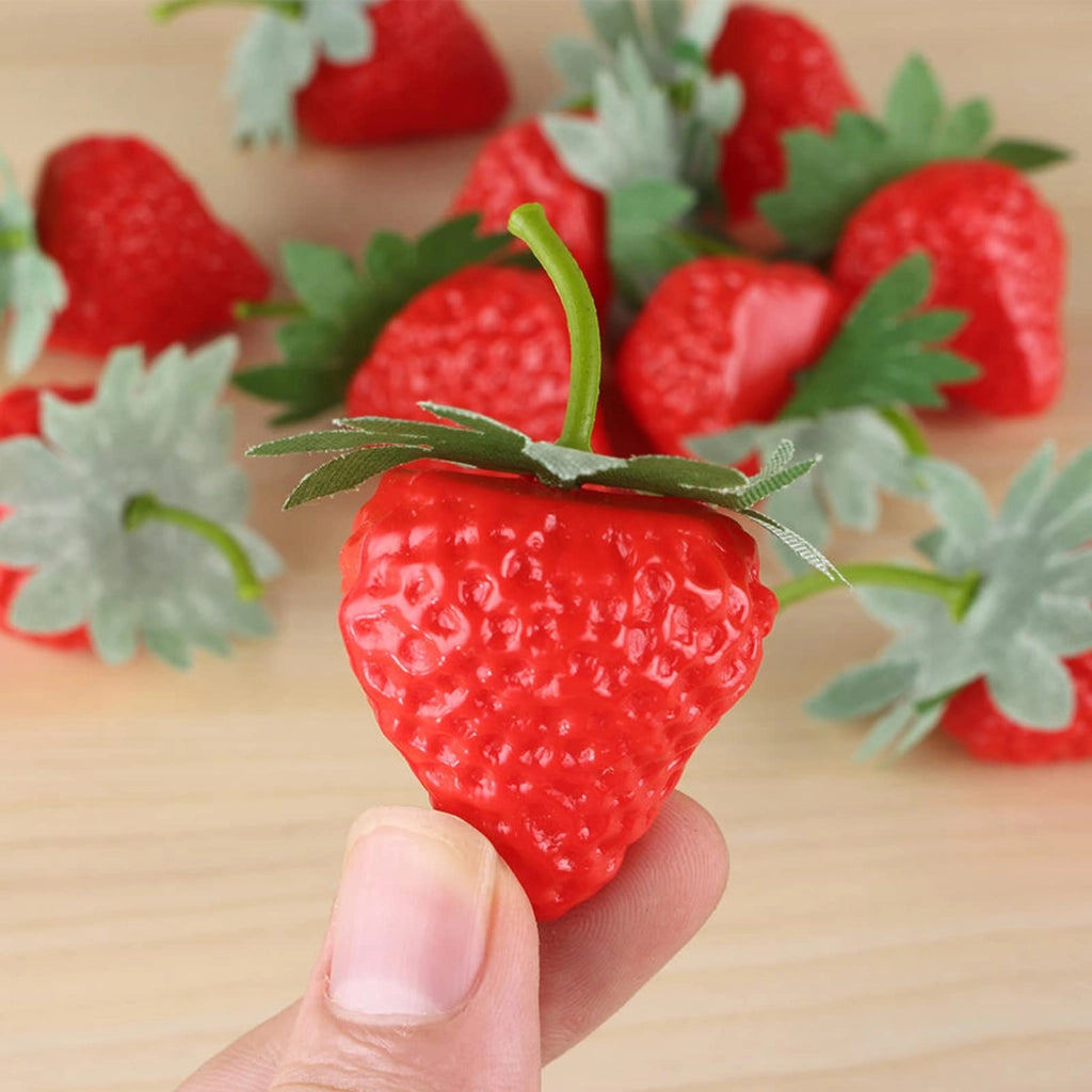 Fragole decorative, 20 pezzi, rosse, 3,2 cm, realizzate in plastica