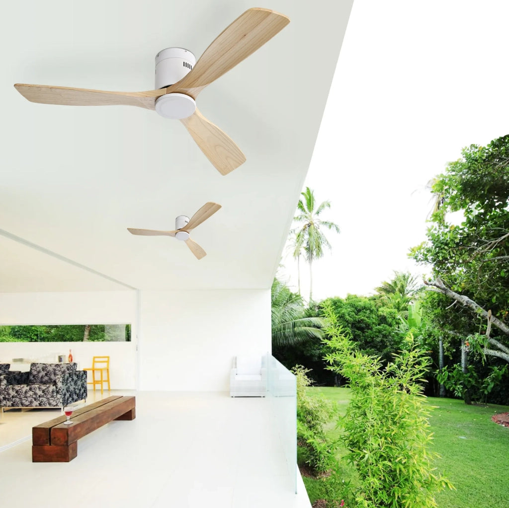 Ventilatore da soffitto 52 pollici con telecomando e pale in legno massello