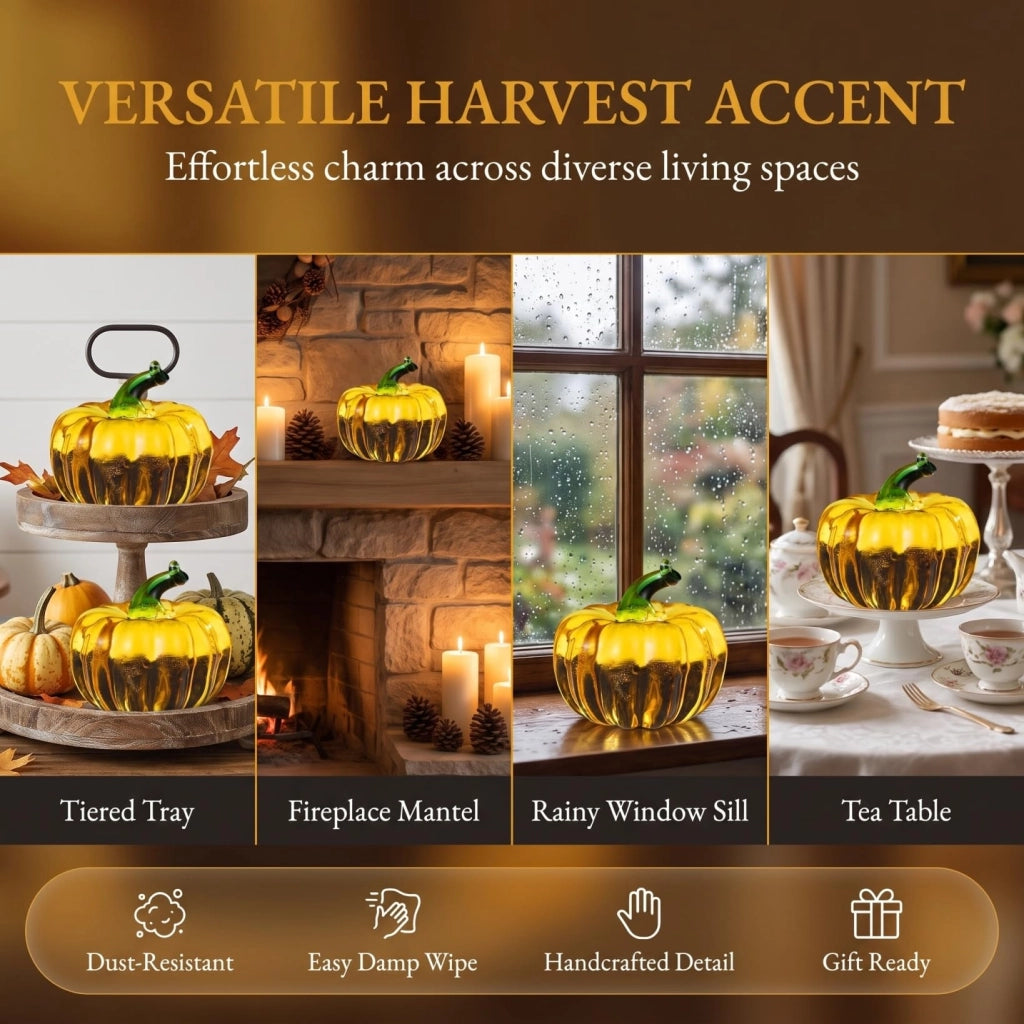 Set da 2 mini zucche di vetro, decorazioni per la tavola a tema autunno e Halloween