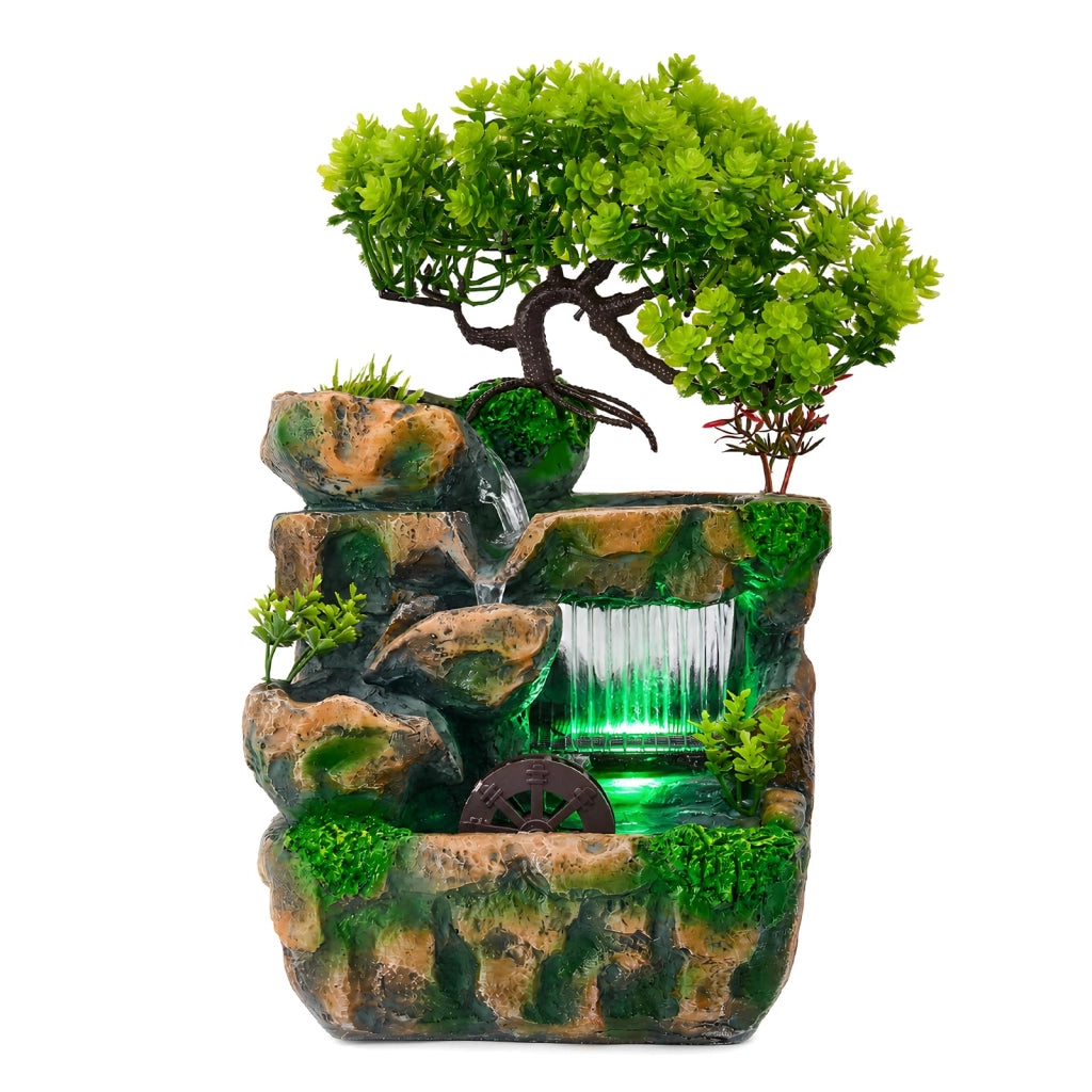Fontana da tavolo con luci LED e ruota Feng Shui, dimensioni 15x18x30 cm