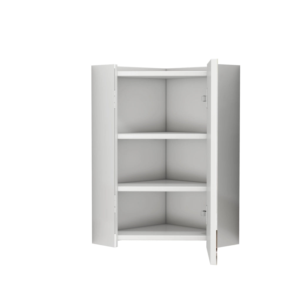 Mobiletto Specchio Angolare da Parete Bianco con Tre Specchi e Mensole Integrate, Pronto per il Montaggio