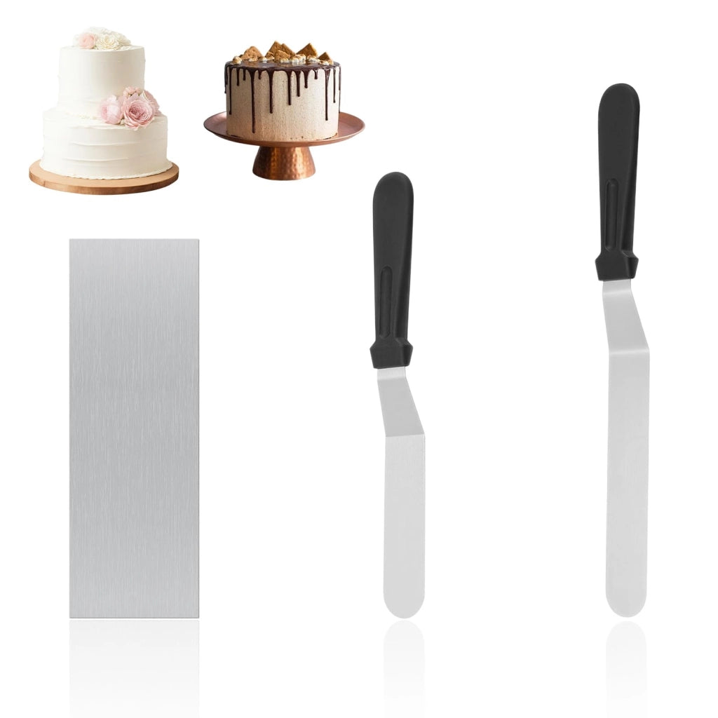 Set di spatole per glassa, 3 pezzi, acciaio inossidabile, 15,2 cm e 20,3 cm, per lisciare le torte