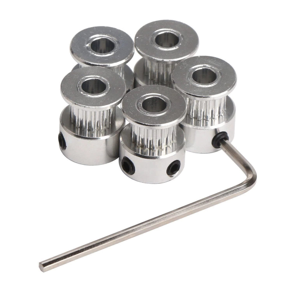5 cinghie dentate GT2 in alluminio, puleggia da 16 denti, foro da 5 mm, larghezza 6 mm