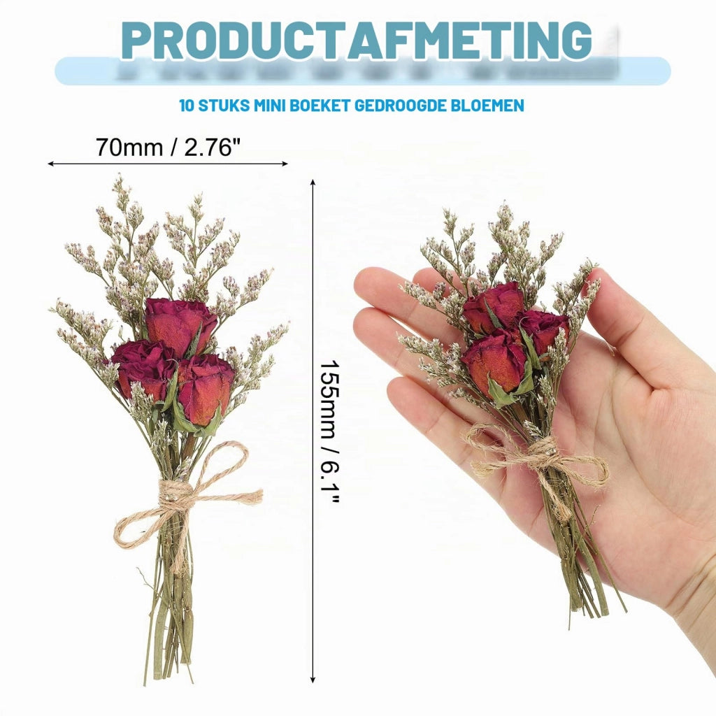 Piccolo bouquet di fiori secchi, 10 pezzi, rose rosse, fiori naturali, decorazioni fai-da-te