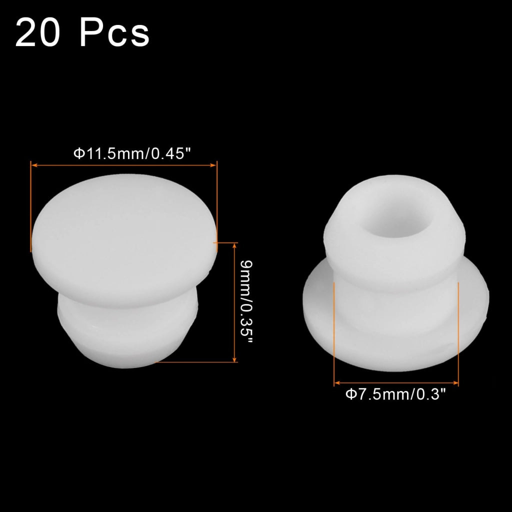 Tappi di copertura in silicone, forma rotonda, 7,5 mm, colore bianco, confezione da 20 pezzi