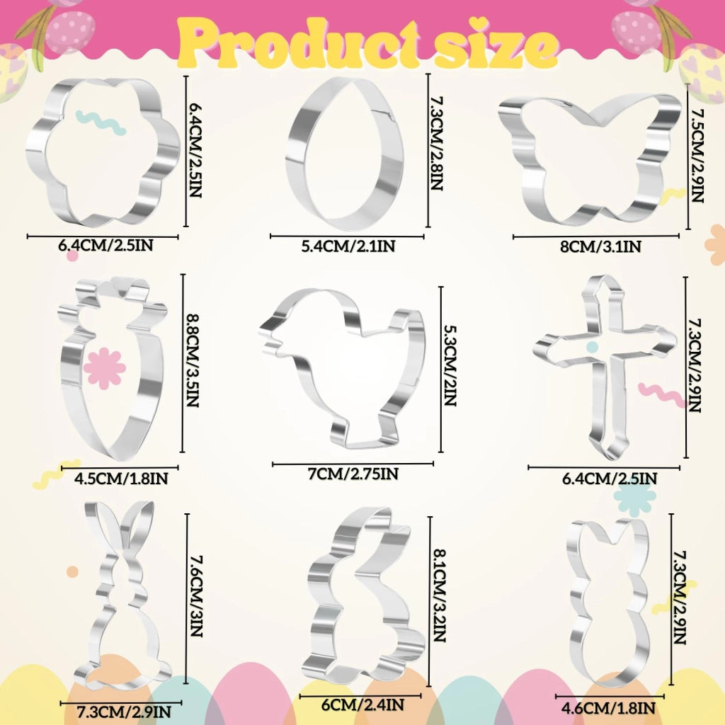 Set di formine per biscotti a tema Oster, 9 pezzi, in acciaio inossidabile, con diverse forme