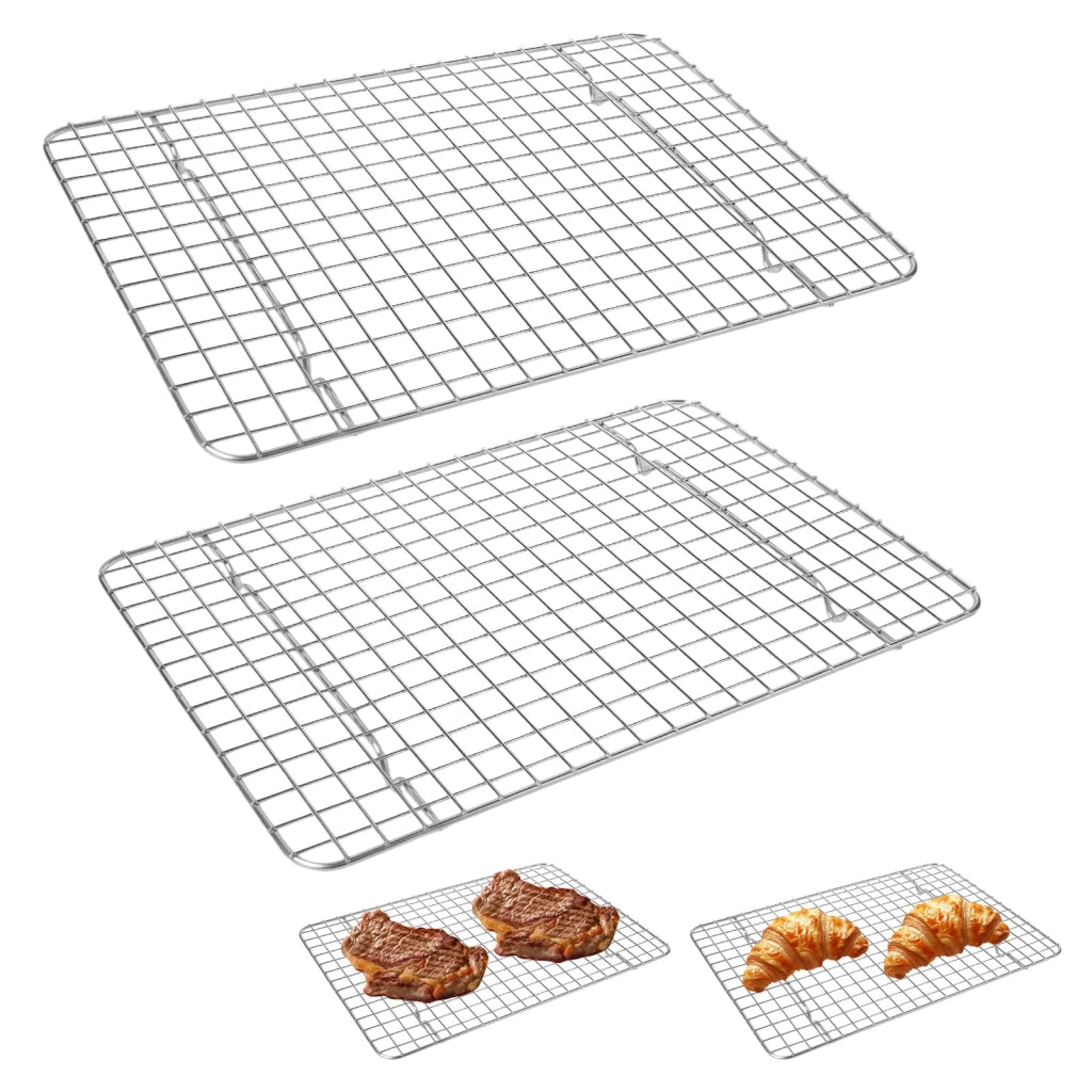 Set di 2 griglie di raffreddamento, dimensioni 30x20 cm, in acciaio inossidabile, rettangolari