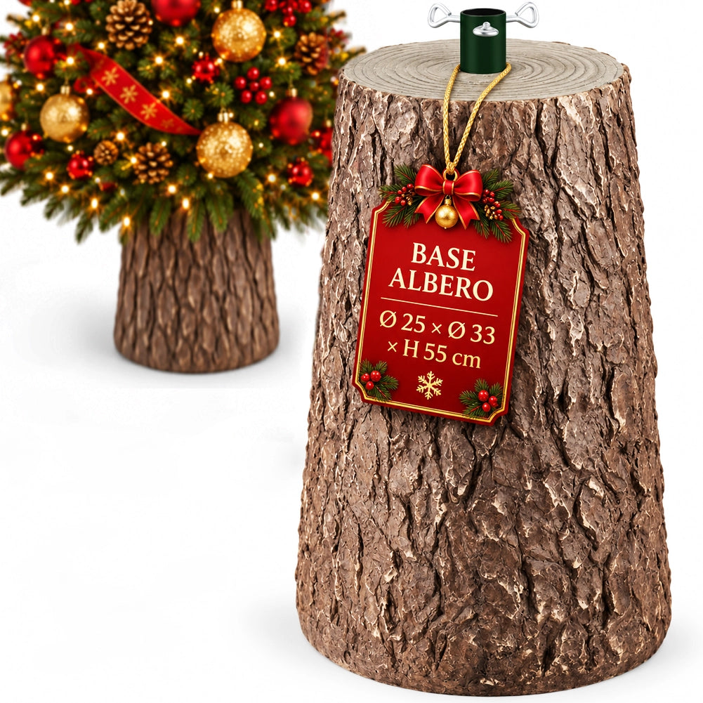 Base Supporto per Albero di Natale Tronco Natalizio 55 cm Realistico Universale